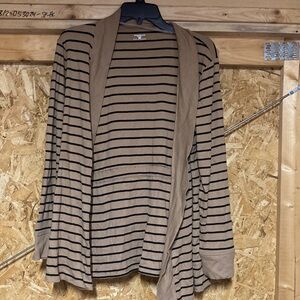 2 piece/JONES NEW YORK SPORT/ Striped Tan &. Black cardigan w/matching tank top